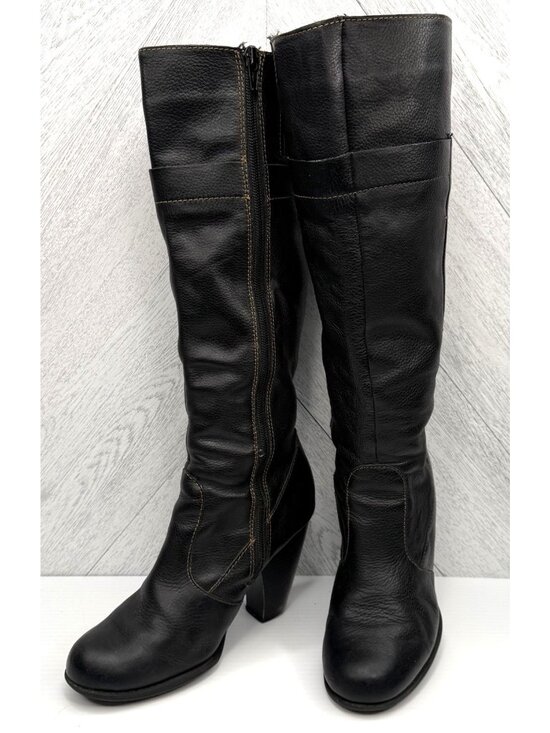 b.o.c. by Born Concept Shoes - b.o.c. Knee High Boots Womens 6 Black Leather Comfort Side Zip Block Heel Y2K